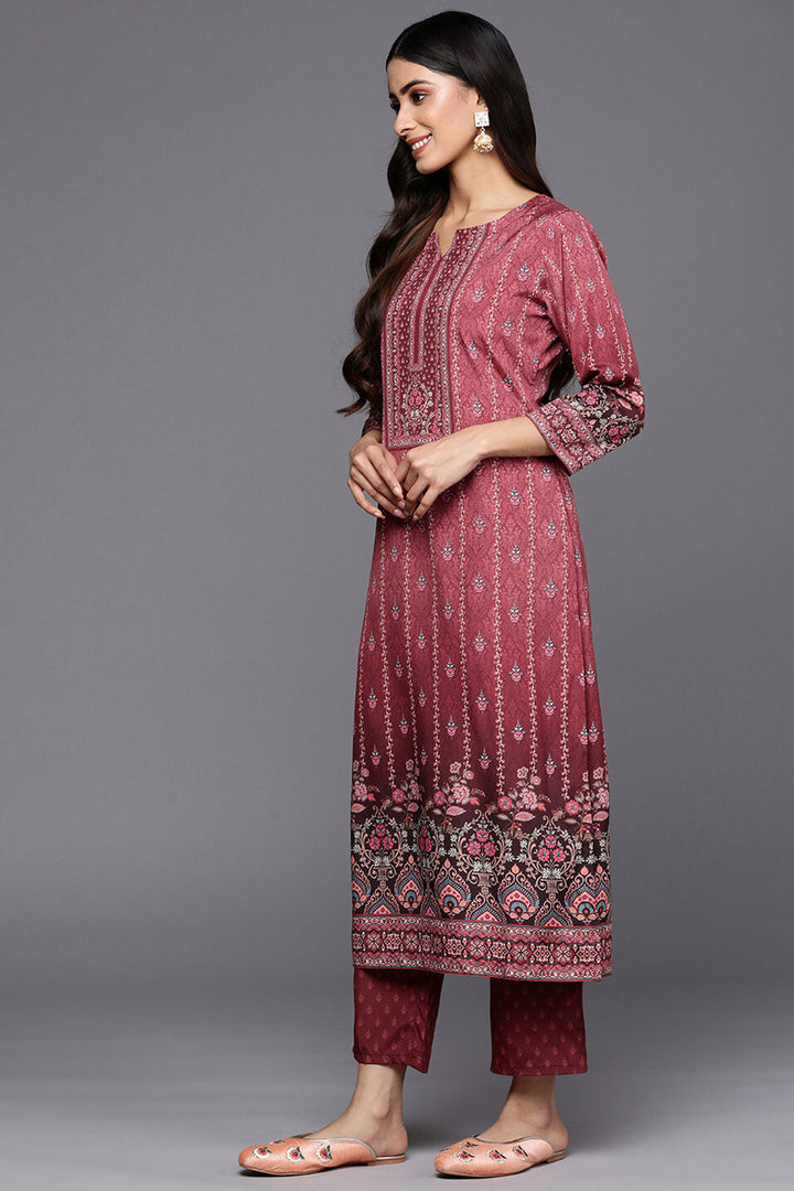 Cotton Fabric Maroon Color Readymade Salwar Suit