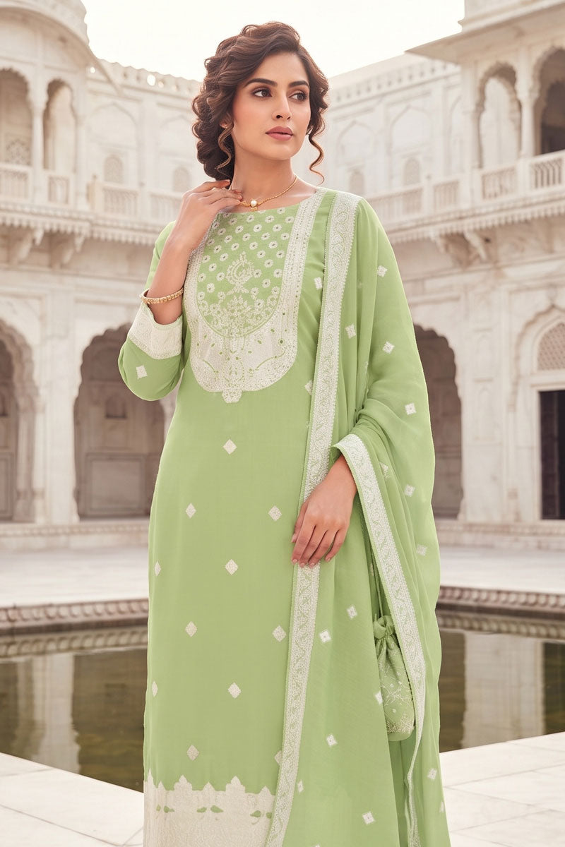 Heavy Organza Fabric Sea Green Salwar Suit | Buy Online India