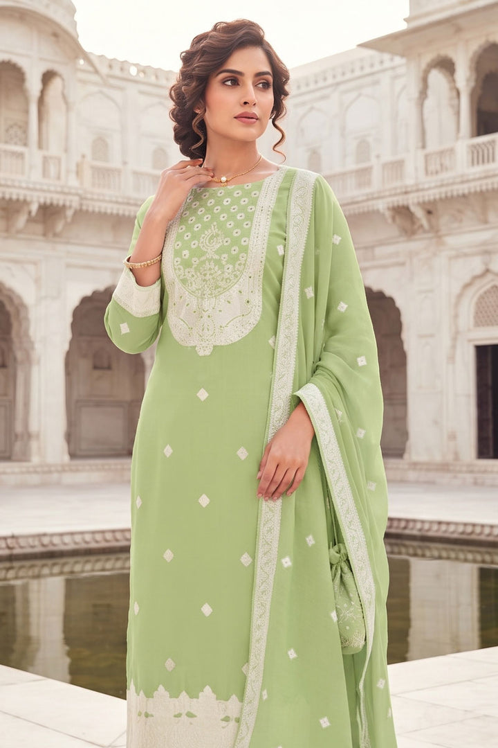 Heavy Organza Fabric Sea Green Salwar Suit | Buy Online India