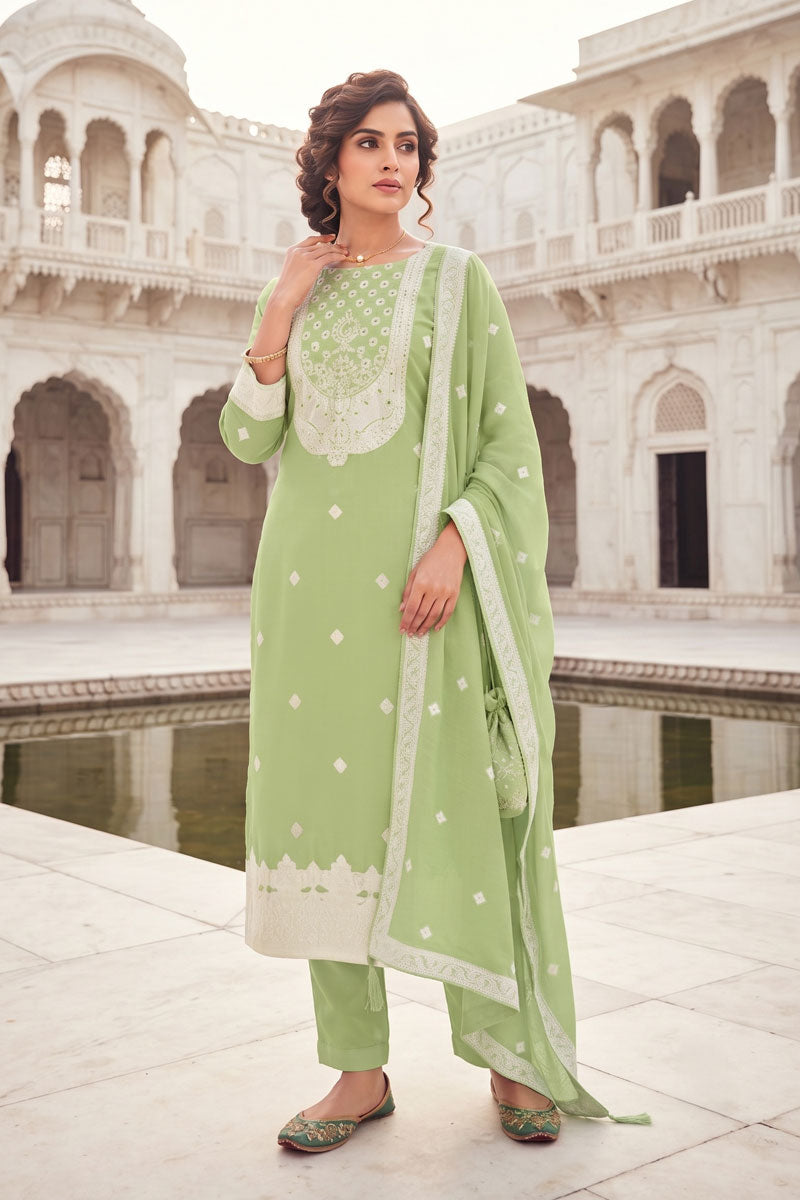 Heavy Organza Fabric Sea Green Salwar Suit | Buy Online India