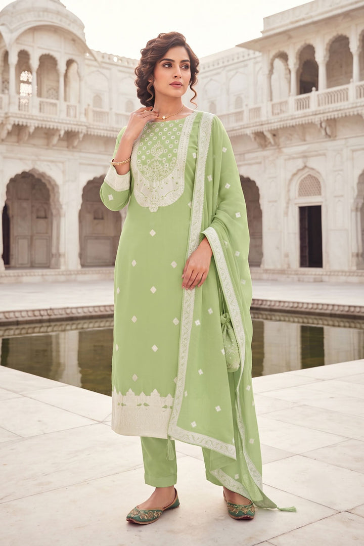 Heavy Organza Fabric Sea Green Salwar Suit | Buy Online India