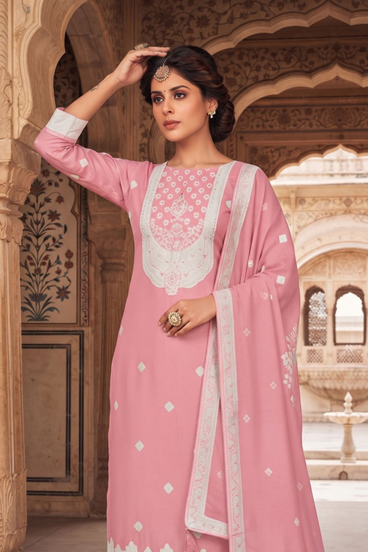 Trendy Organza Fabric Pink Salwar Suit | Buy Online India