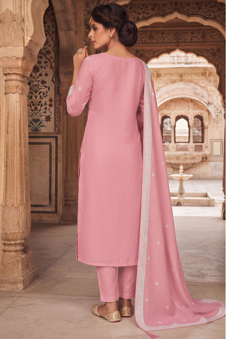 Trendy Organza Fabric Pink Salwar Suit | Buy Online India