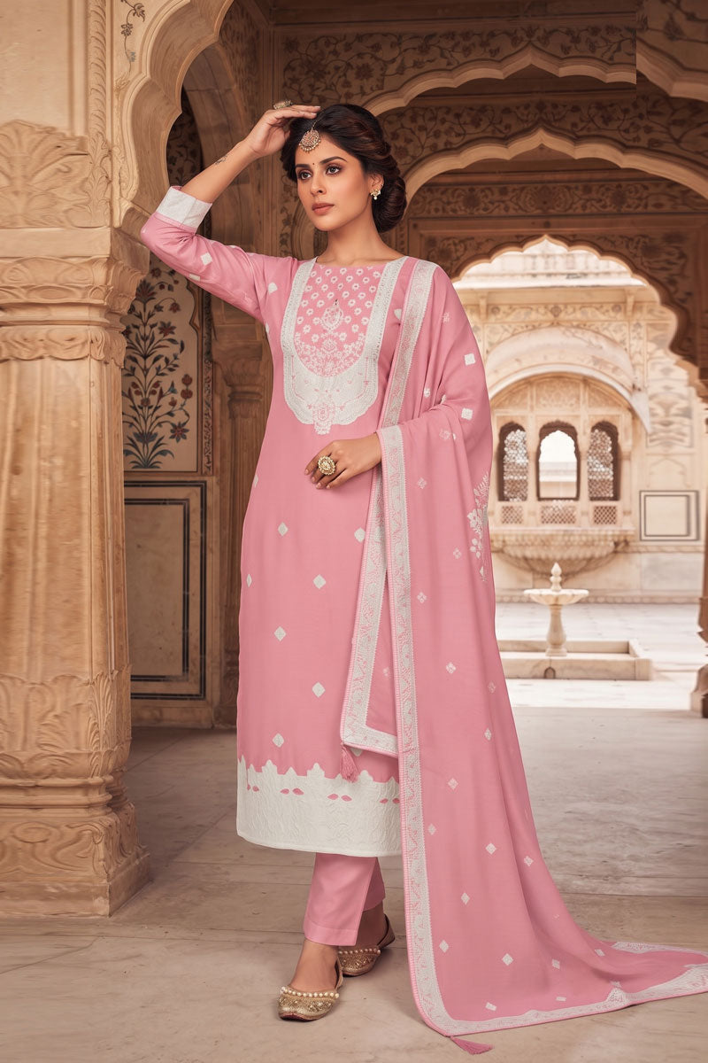 Trendy Organza Fabric Pink Salwar Suit | Buy Online India