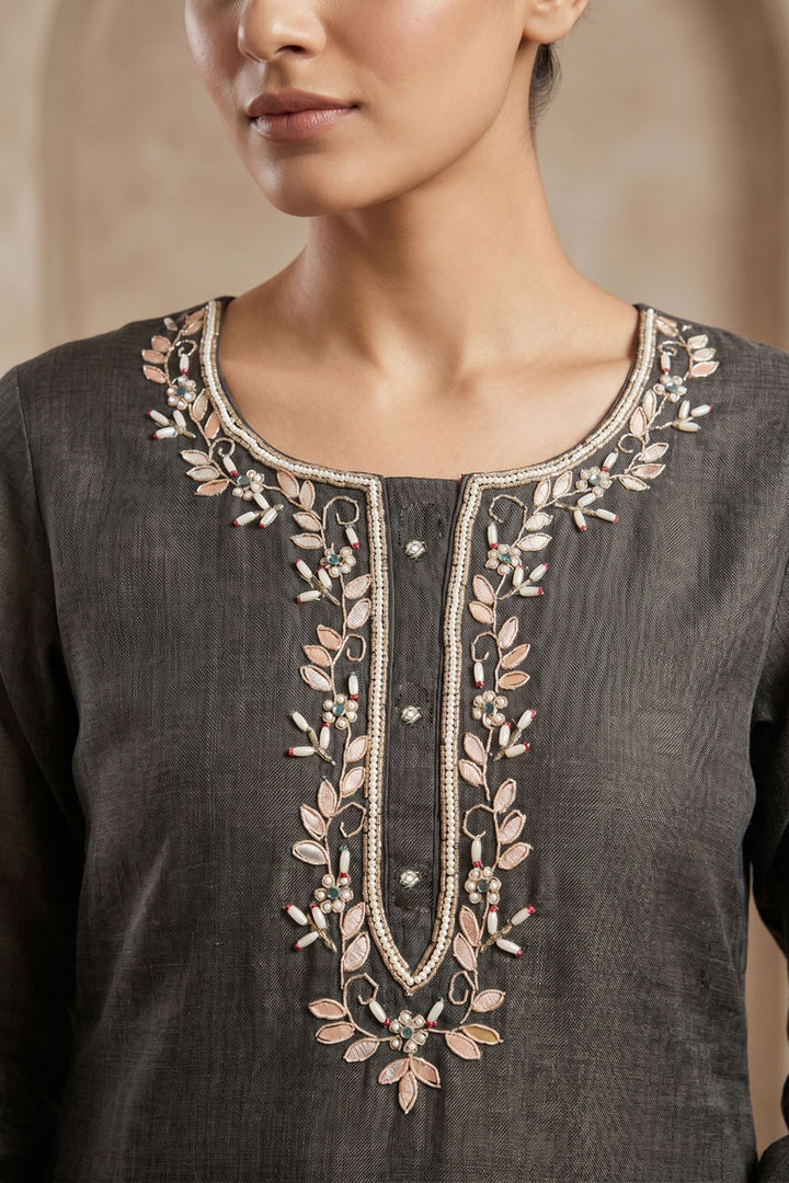 Trendy Linen Cotton Grey Color Salwar Suit | Buy Online India
