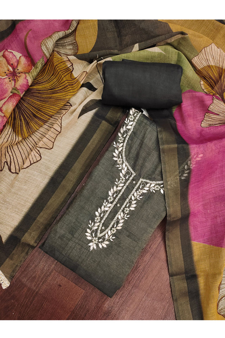 Trendy Linen Cotton Grey Color Salwar Suit | Buy Online India