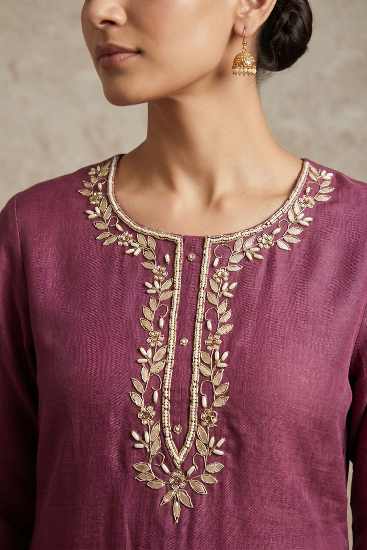 Graceful Linen Cotton Purple Color Salwar Suit | Buy Online India