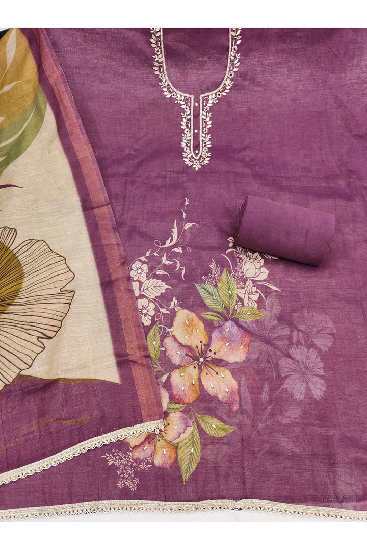 Graceful Linen Cotton Purple Color Salwar Suit | Buy Online India
