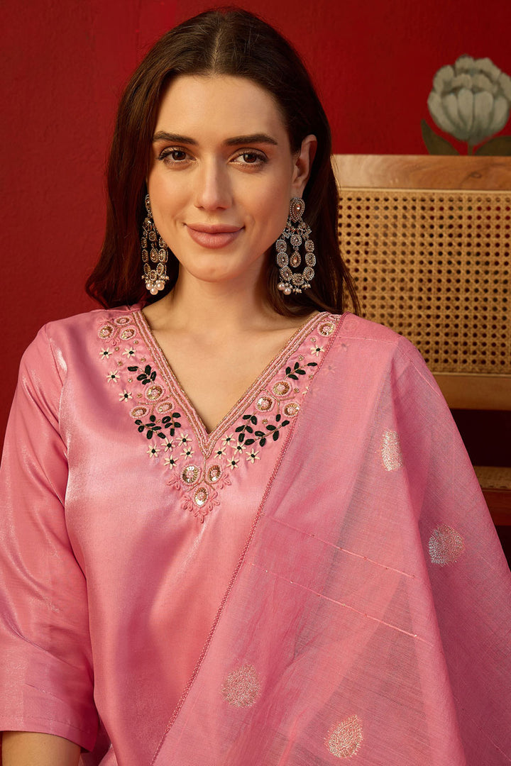 Art Silk Pink Color Readymade Salwar Suit | Buy Online India