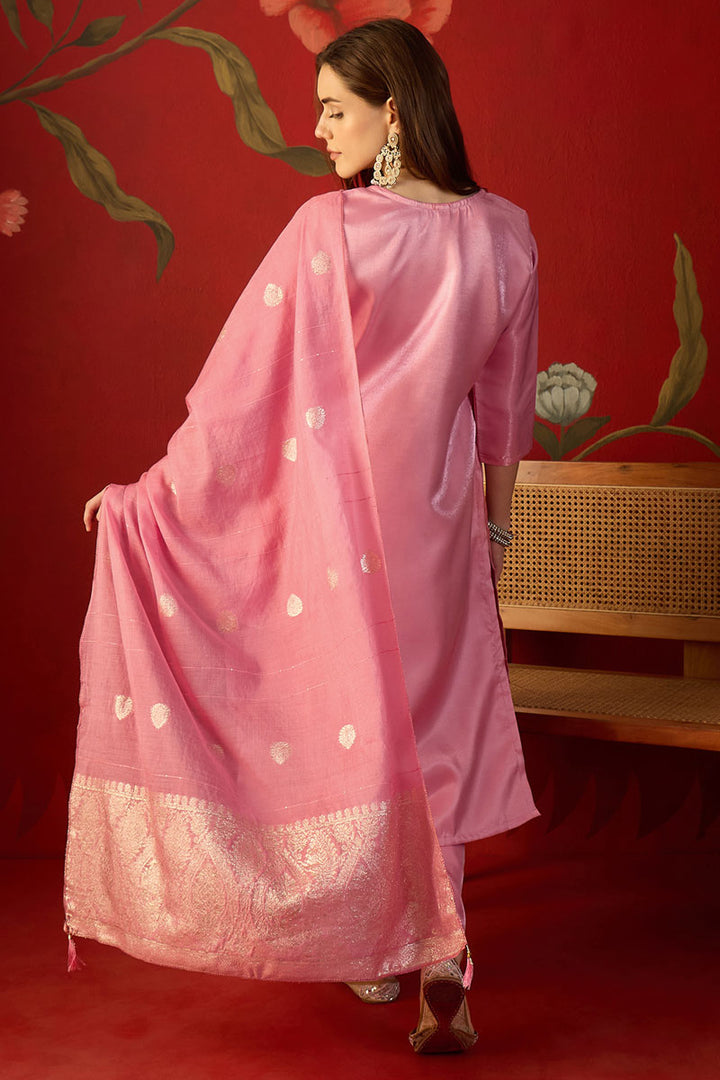 Art Silk Pink Color Readymade Salwar Suit | Buy Online India