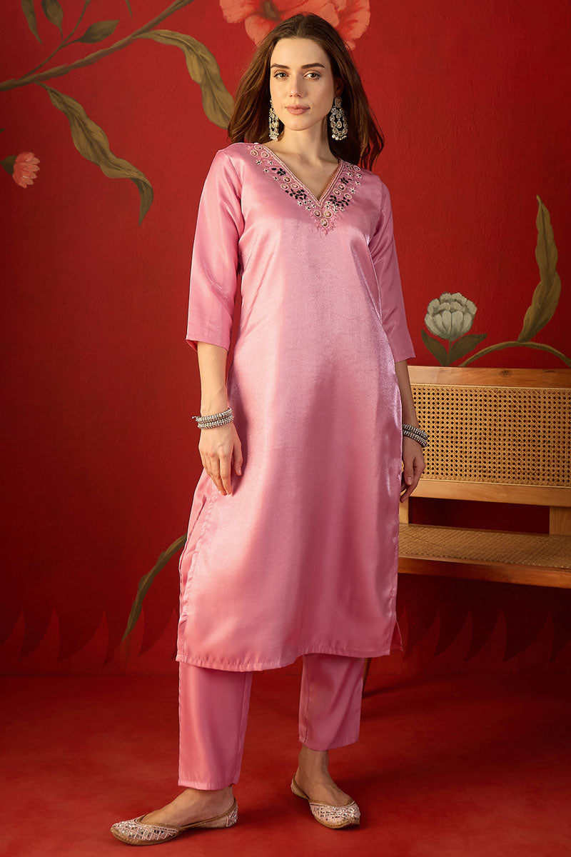 Art Silk Pink Color Readymade Salwar Suit | Buy Online India
