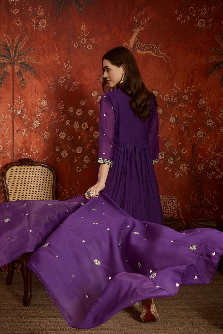 Purple Color Chanderi Fabric Readymade Salwar Suit | Buy Online India