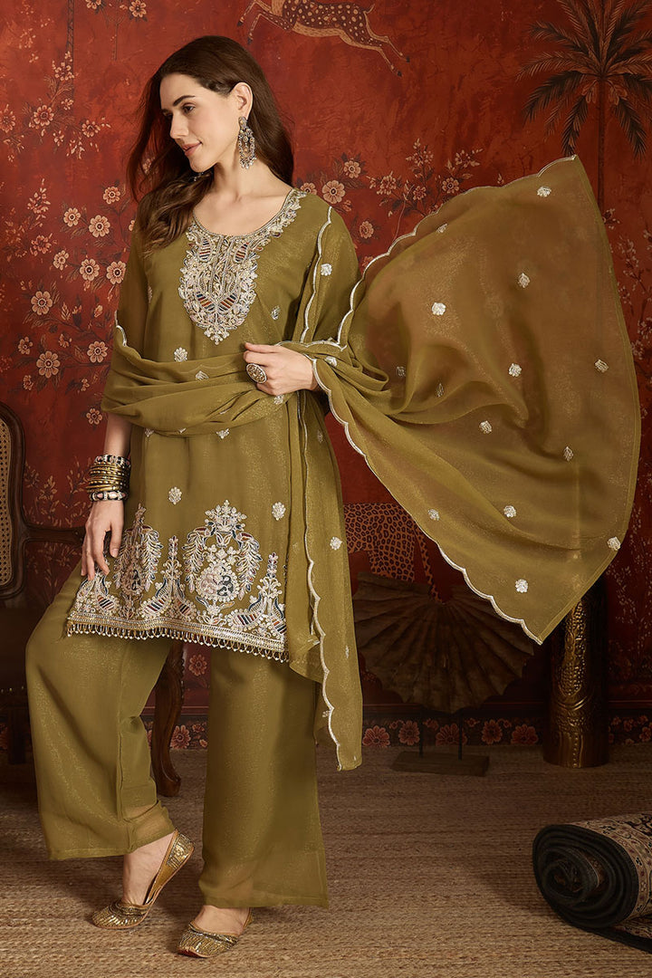 Fancy Fabric Green Color Readymade Salwar Suit | Buy Online India