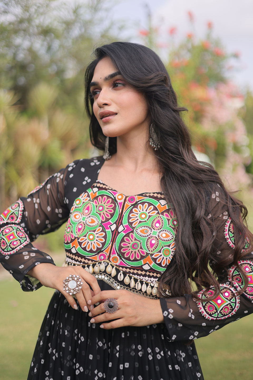 Heavy Black Color Navratri Special Georgette Gown