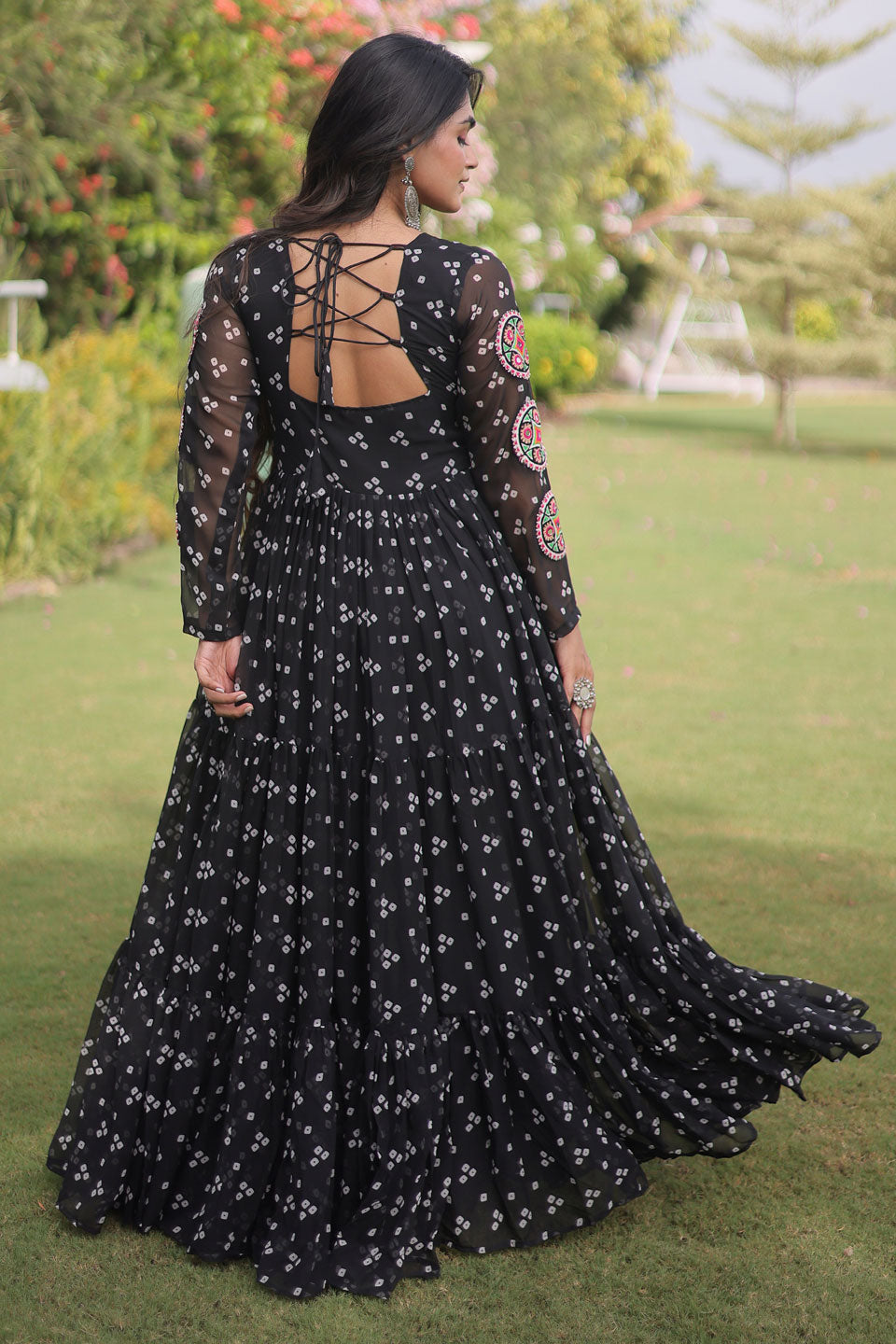 Heavy Black Color Navratri Special Georgette Gown