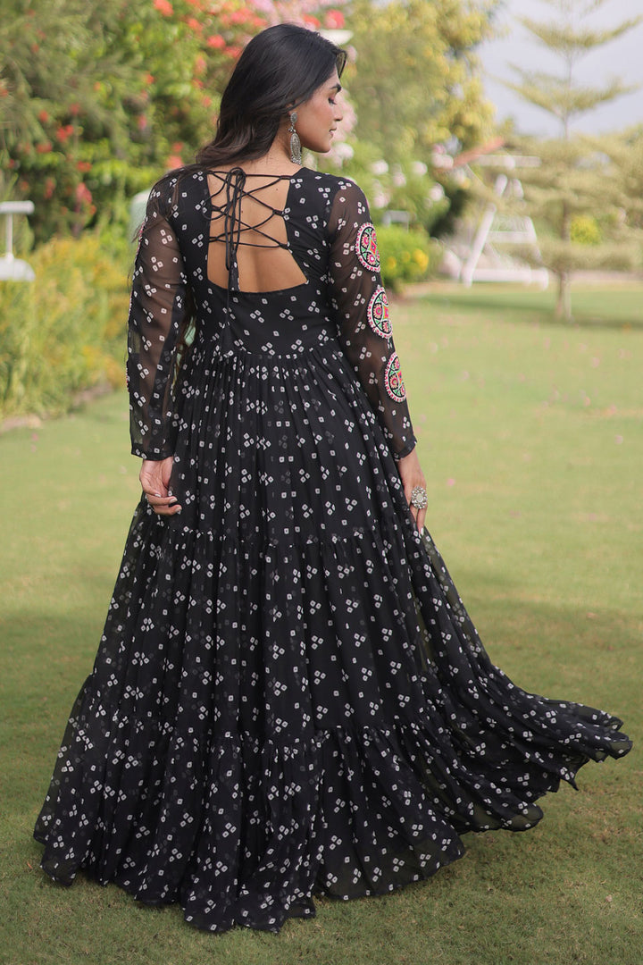 Heavy Black Color Navratri Special Georgette Gown
