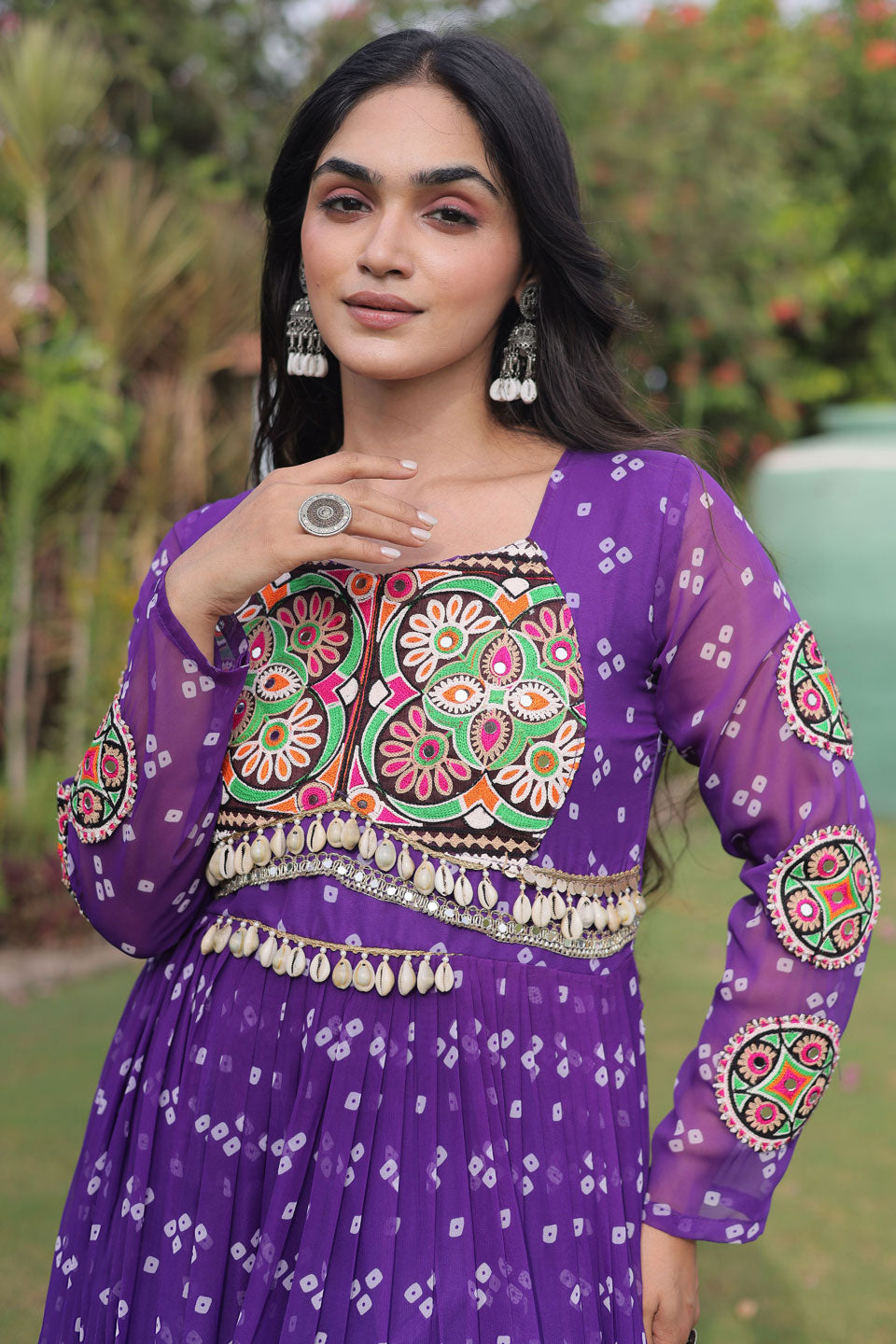 Purple Color Amazing Navratri Special Georgette Gown