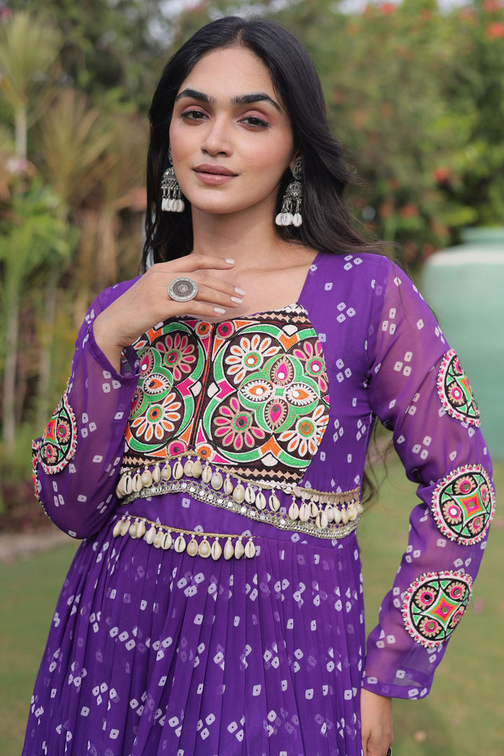 Purple Color Amazing Navratri Special Georgette Gown