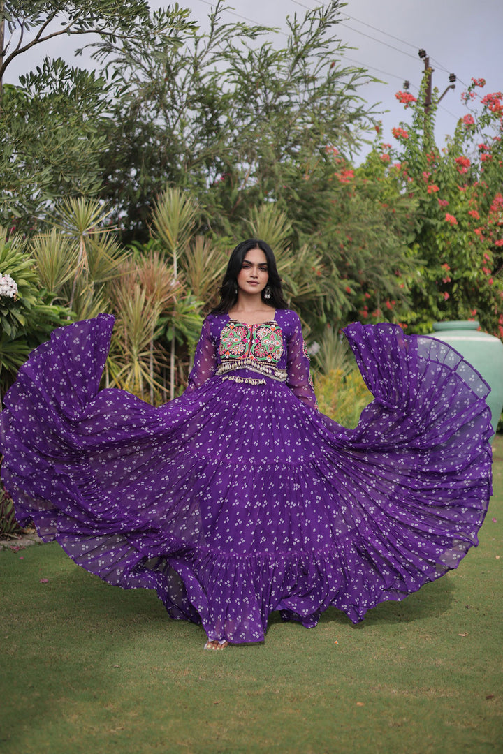Purple Color Amazing Navratri Special Georgette Gown