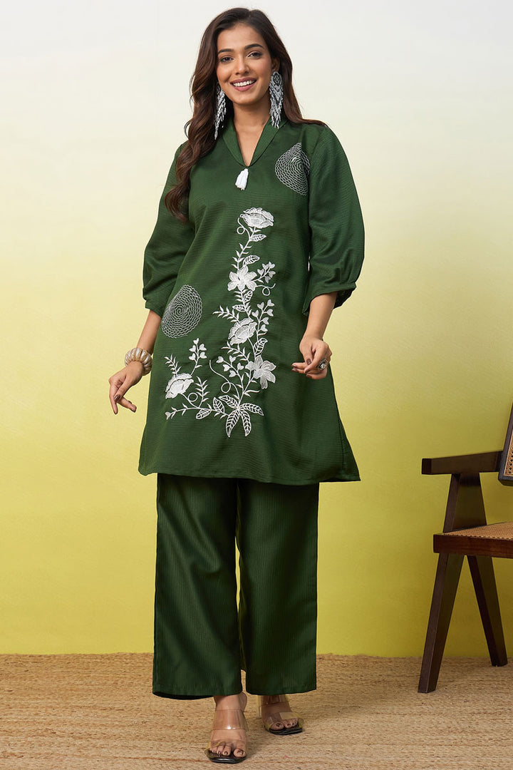 Green Viscose Rayon Readymade Co-Ord Set | Buy Online India