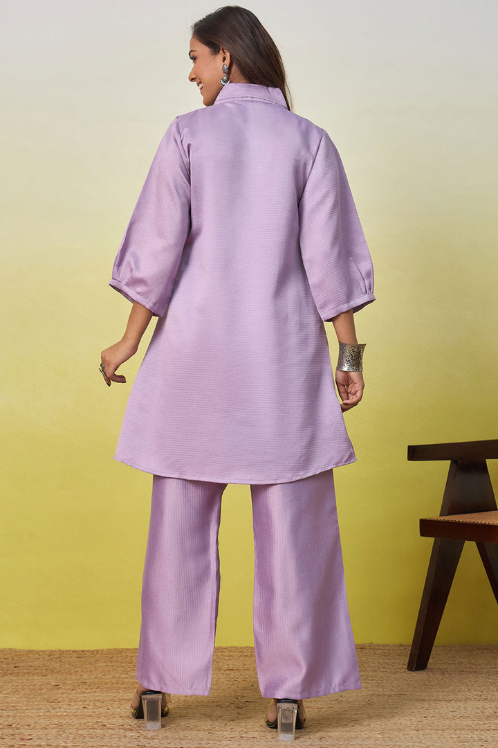 Lavender Viscose Rayon Readymade Co-Ord Set | Buy Online India