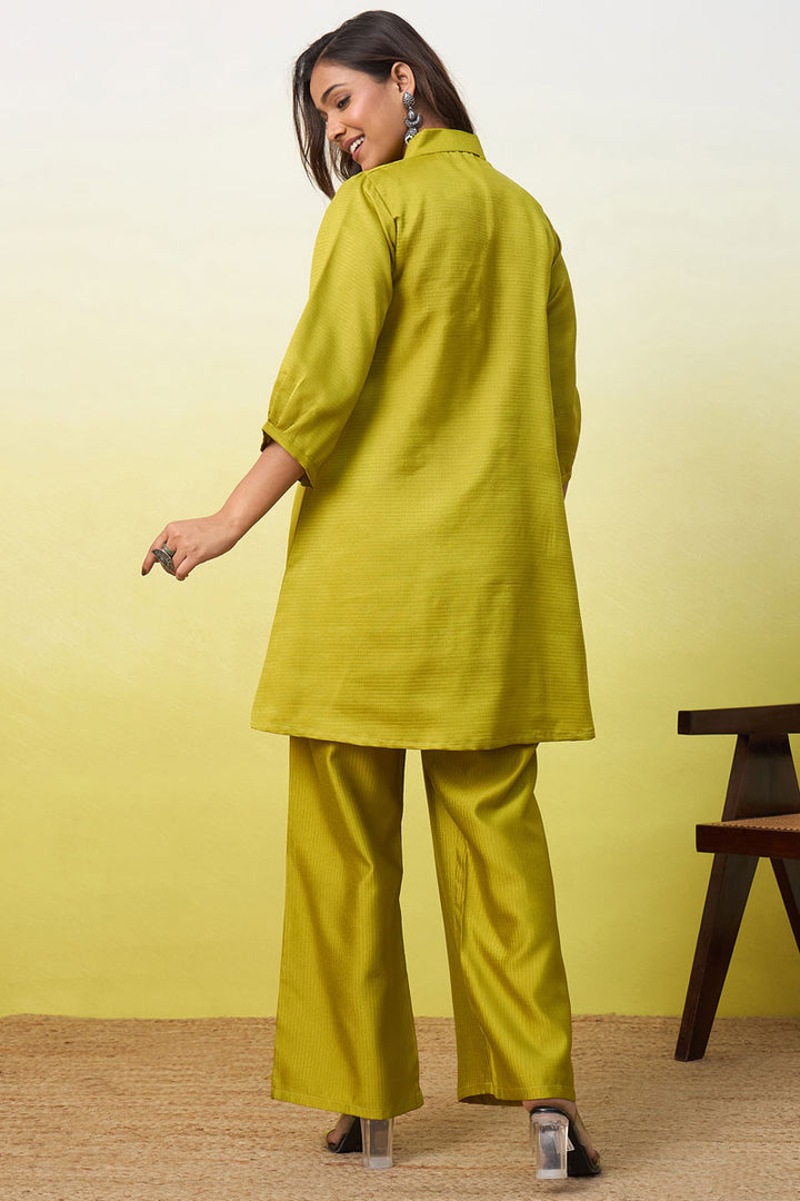 Viscose Rayon Yellow Readymade Co-Ord Set | Buy Online India