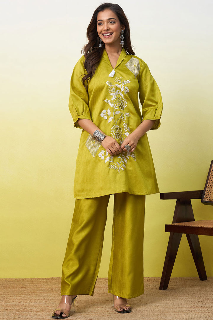 Viscose Rayon Yellow Readymade Co-Ord Set | Buy Online India
