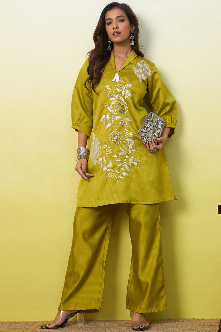 Viscose Rayon Yellow Readymade Co-Ord Set | Buy Online India