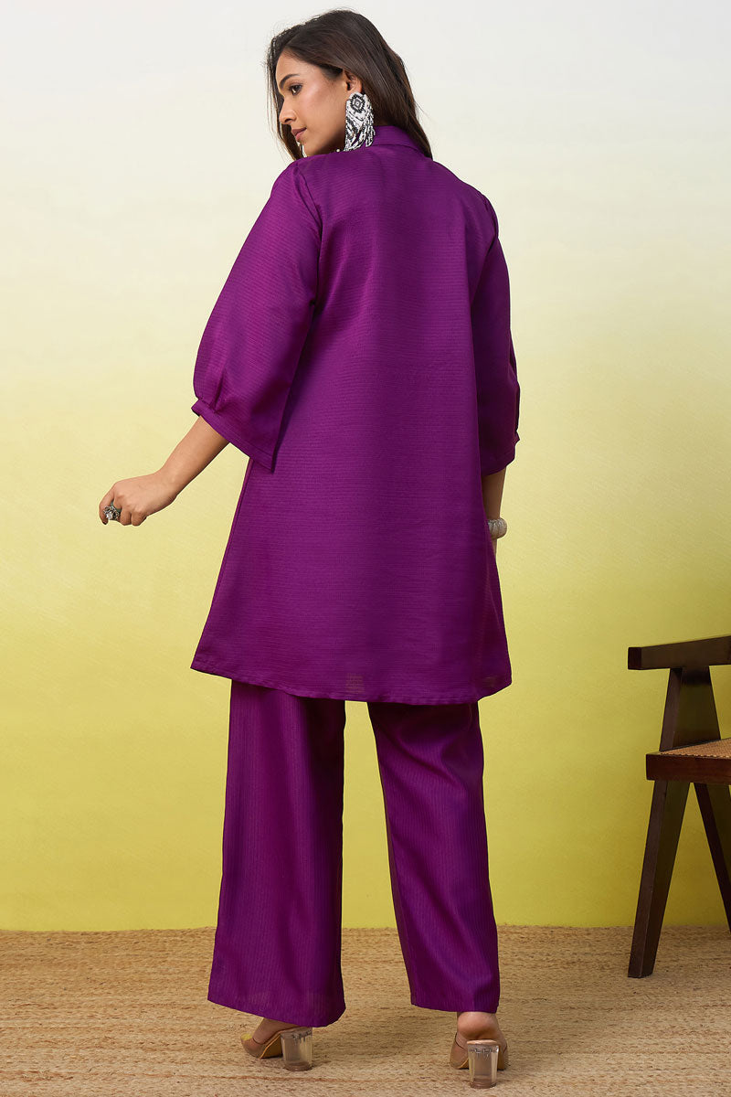 Purple Viscose Rayon Readymade Co-Ord Set | Buy Online India
