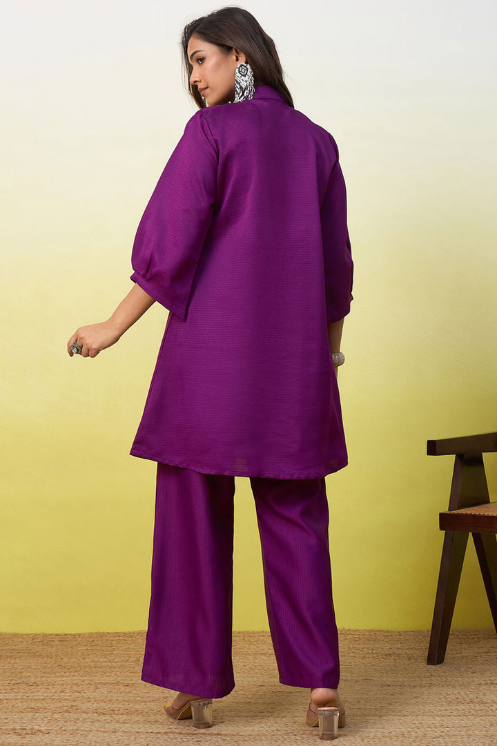 Purple Viscose Rayon Readymade Co-Ord Set | Buy Online India