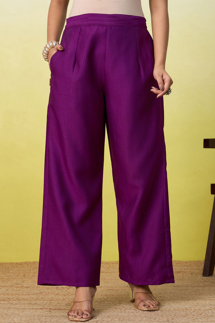 Purple Viscose Rayon Readymade Co-Ord Set | Buy Online India