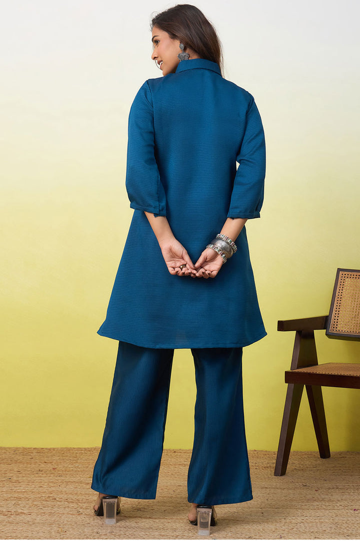 Teal Color Viscose Rayon Readymade Co-Ord Set | Buy Online India