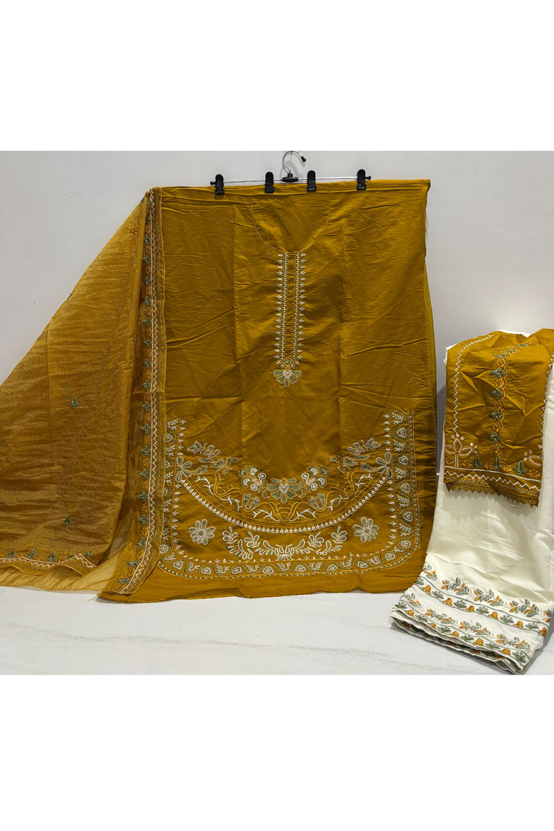 Mustard Color Gorgeous Salwar Suit In Roman Silk Fabric | Buy Online India