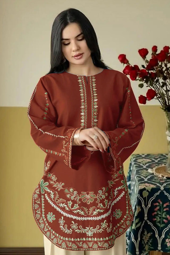 Roman Silk Fabric Rust Color Salwar Suit For Festive | Buy Online India
