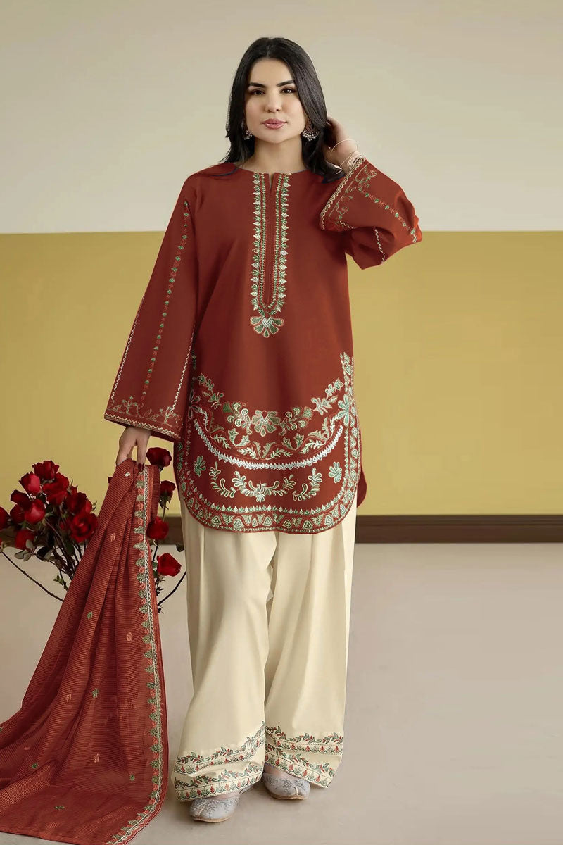 Roman Silk Fabric Rust Color Salwar Suit For Festive | Buy Online India