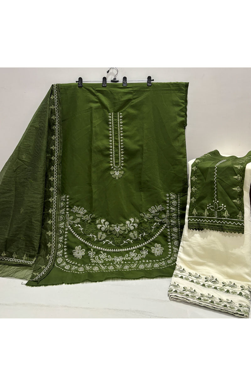 Green Color Roman Silk Fabric Festive Style Salwar Suit | Buy Online India