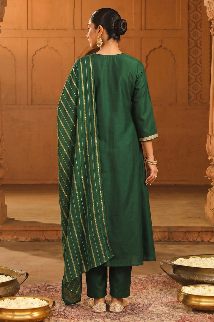 Sober Green Viscose Silk Readymade Salwar Suit