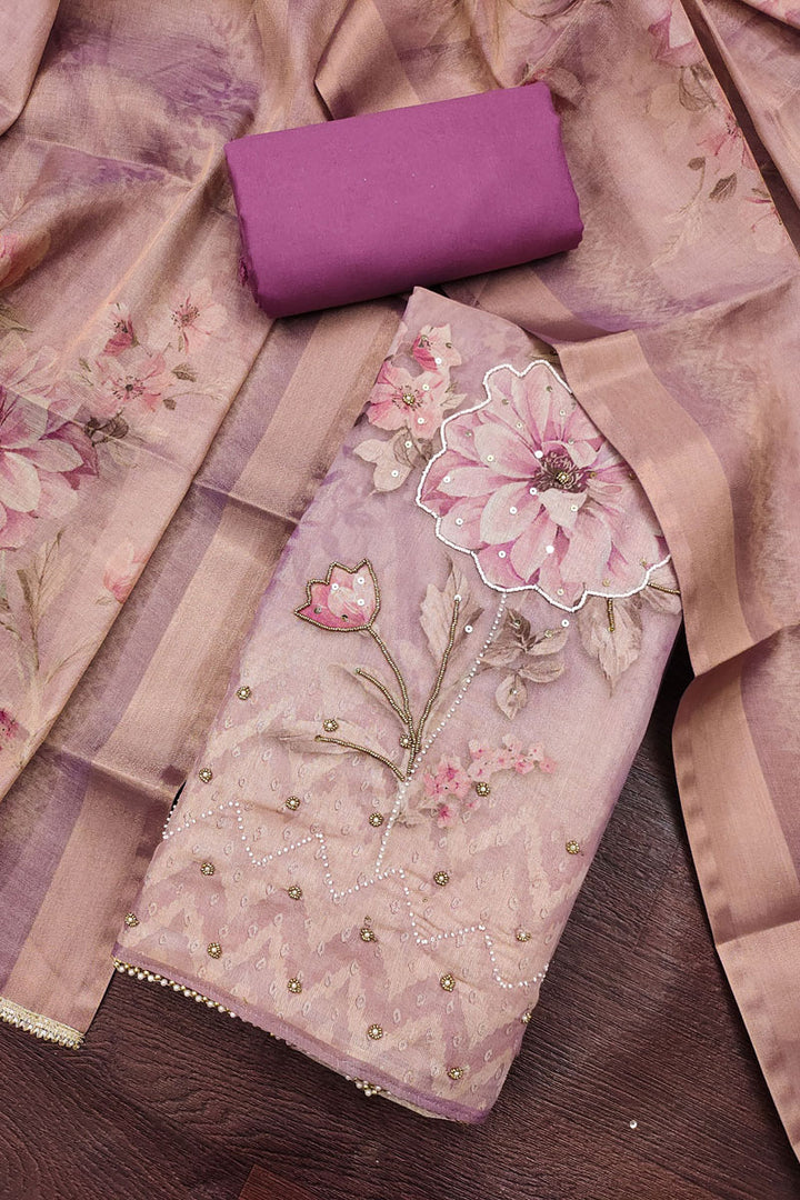 Festive Style Linen Cotton Purple Gorgeous Salwar Suit