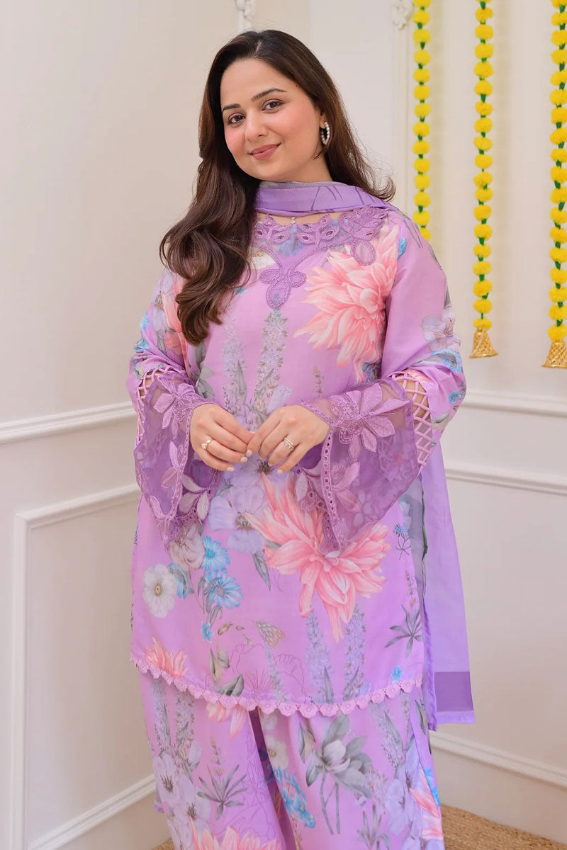 Festive Style Georgette Lavender Color Palazzo Suit