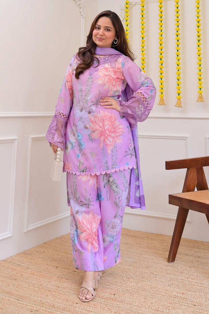 Festive Style Georgette Lavender Color Palazzo Suit