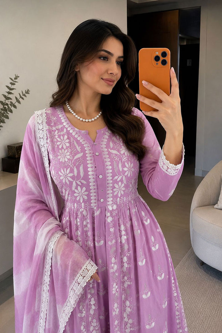 Rayon Fabric Pink Color Readymade Salwar Suit For Festive