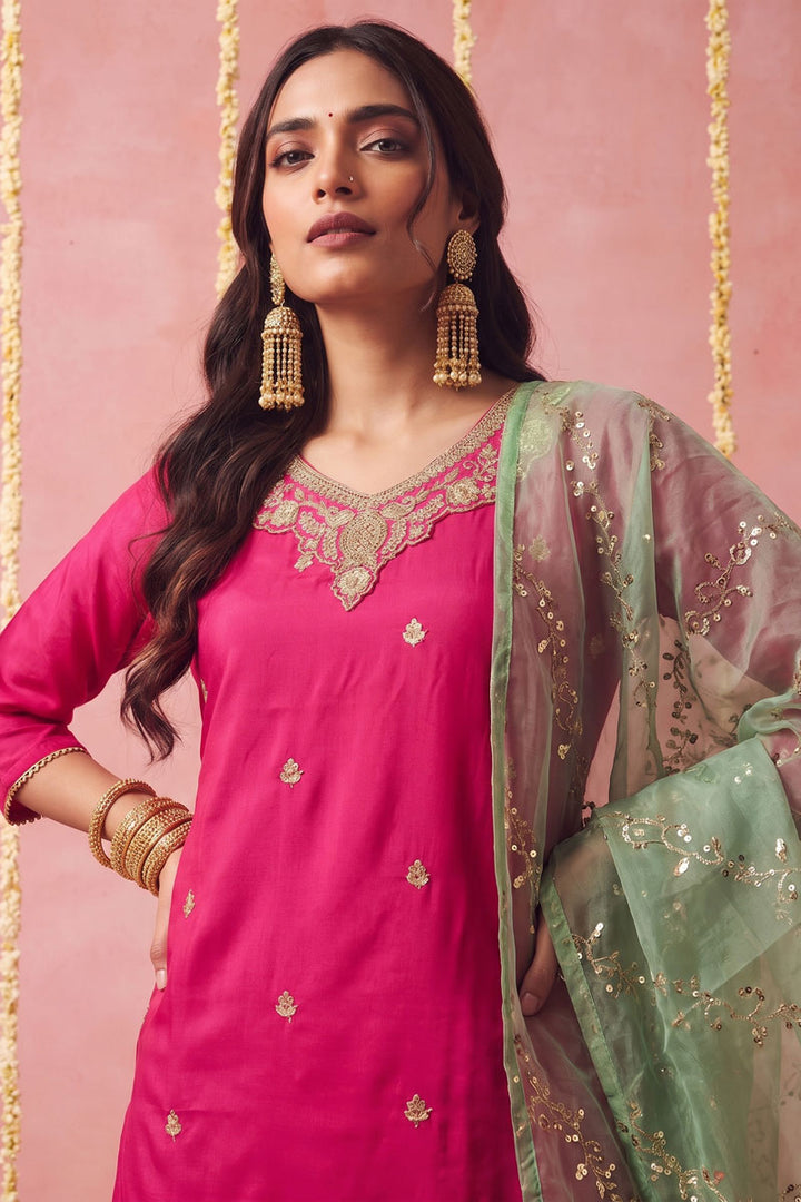 Readymade Viscose Fabric Pink Sharara Suit | Buy Online India