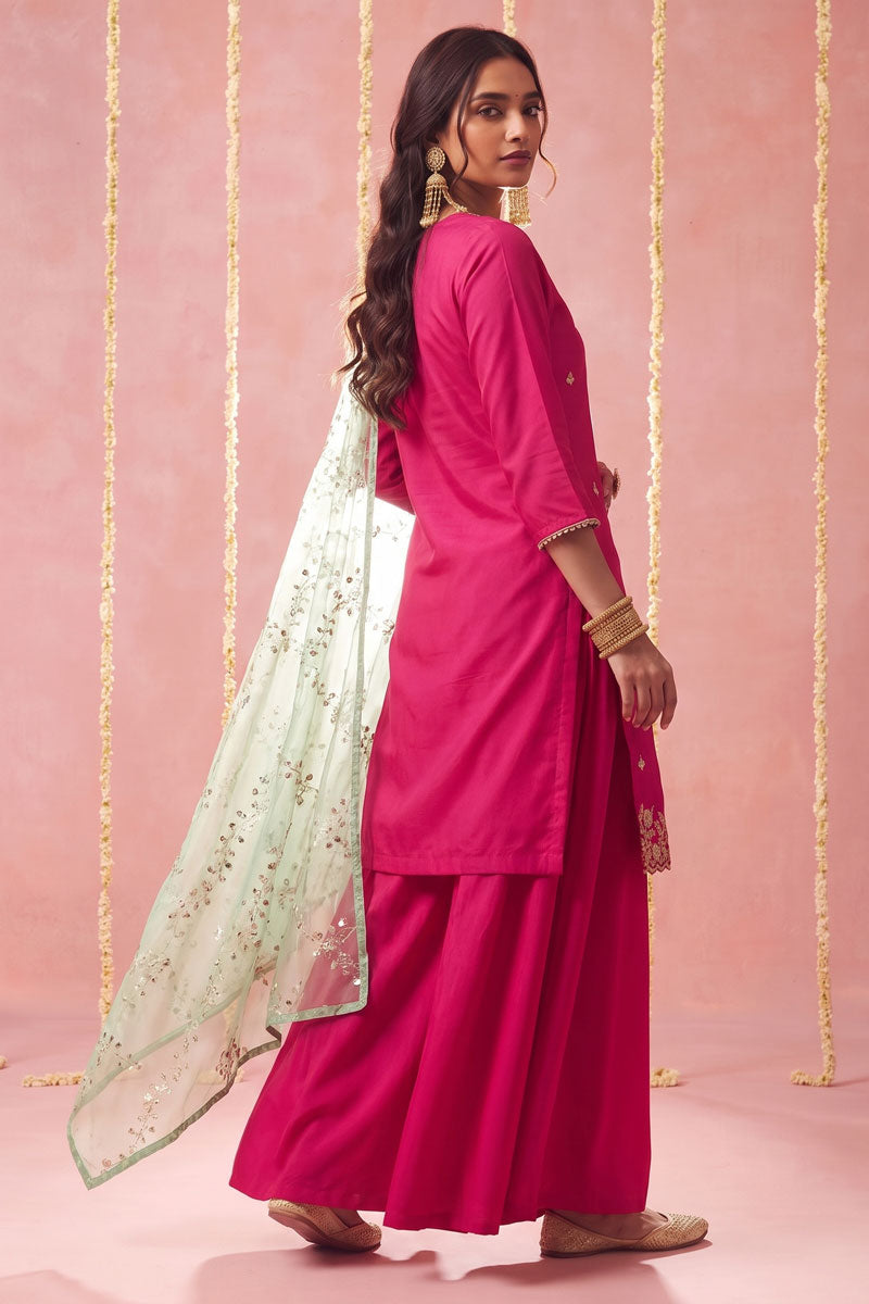 Readymade Viscose Fabric Pink Sharara Suit | Buy Online India