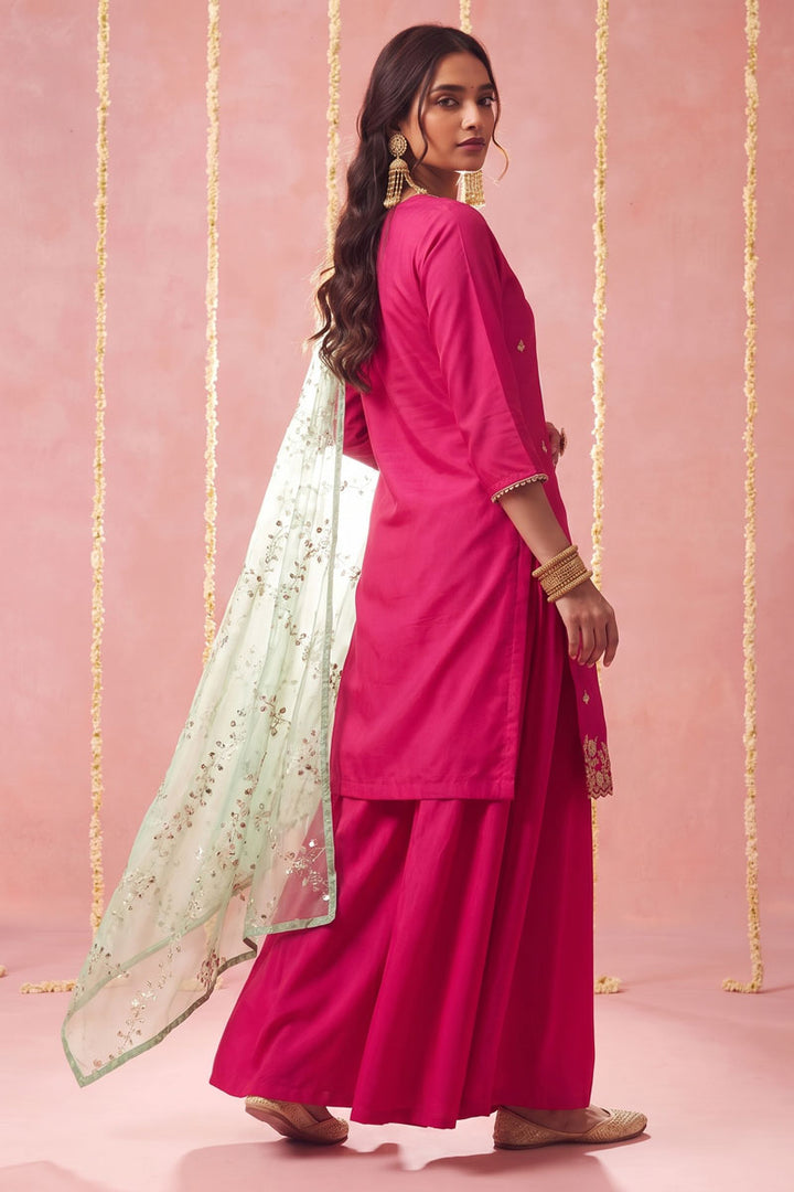Readymade Viscose Fabric Pink Sharara Suit | Buy Online India