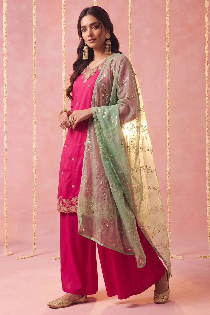 Readymade Viscose Fabric Pink Sharara Suit | Buy Online India