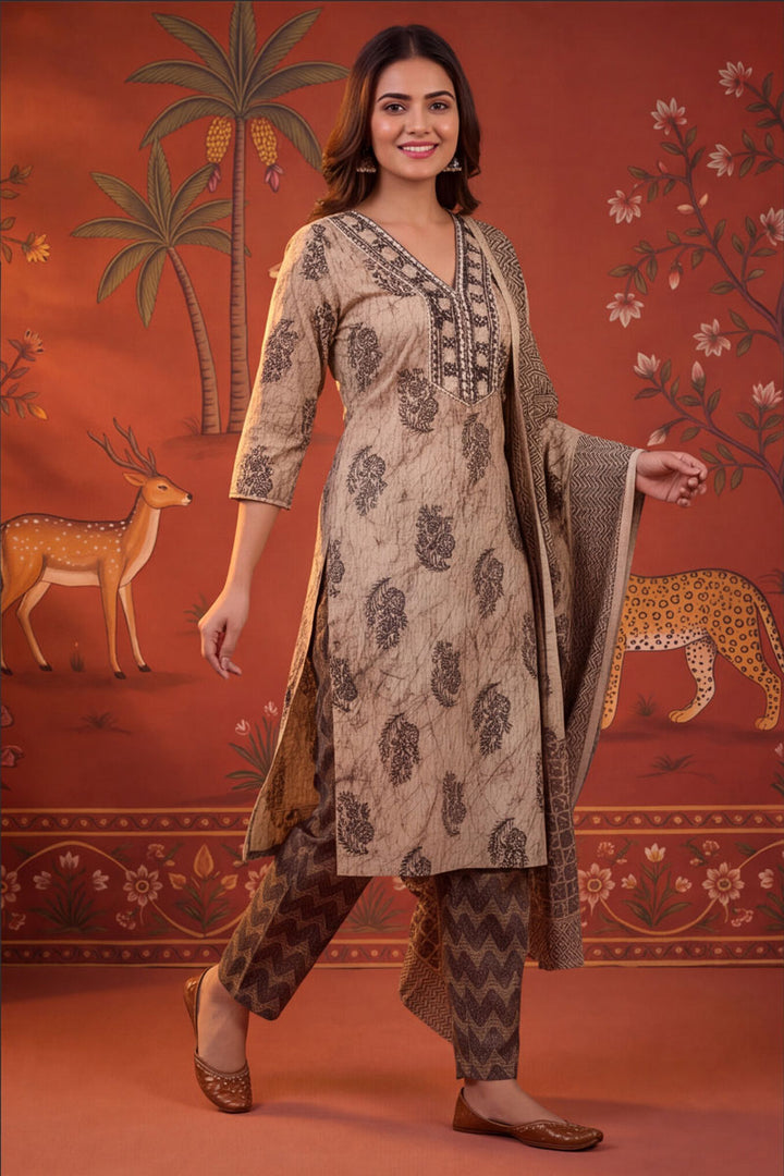 Cotton Black Attractive Readymade Printed Salwar Suit