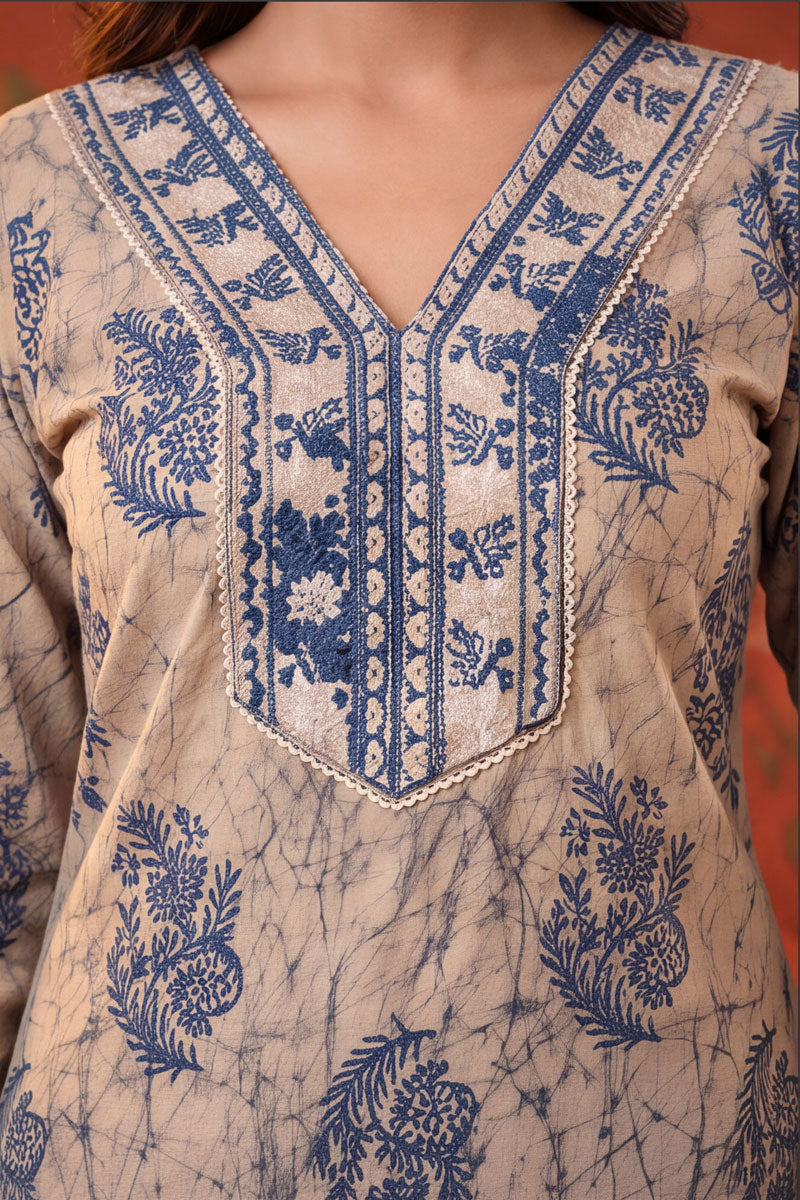 Blue Color Cotton Printed Beautiful Readymade Salwar Suit