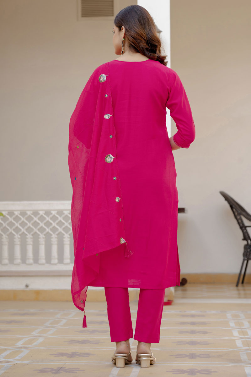 Pink Color Viscose Silk Readymade Salwar Suit For Festive | Buy Online India