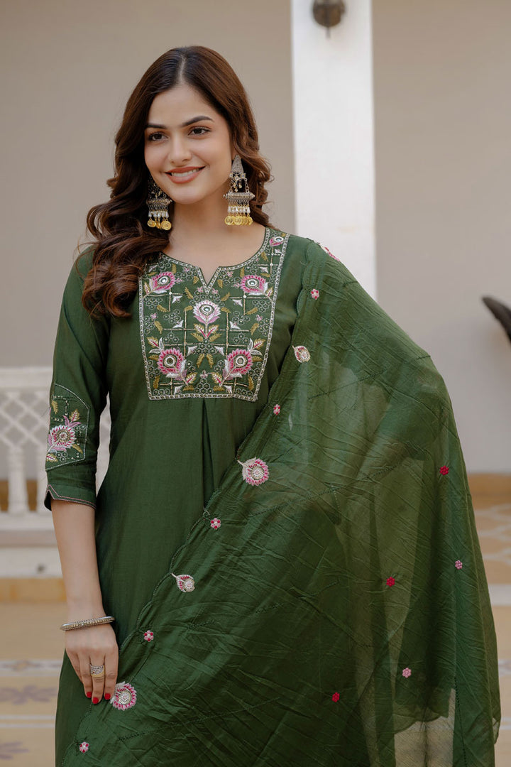 Festive Style Green Color Viscose Silk Readymade Salwar Suit | Buy Online India