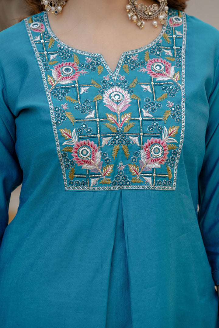 Teal Color Viscose Silk Readymade Salwar Suit For Festive | Buy Online India